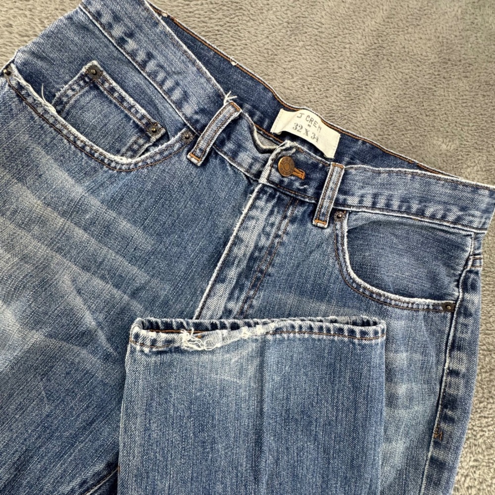J.Crew Straight Leg Jeans Womens 32x34 Blue Good Distressed Medium Wash Cotton